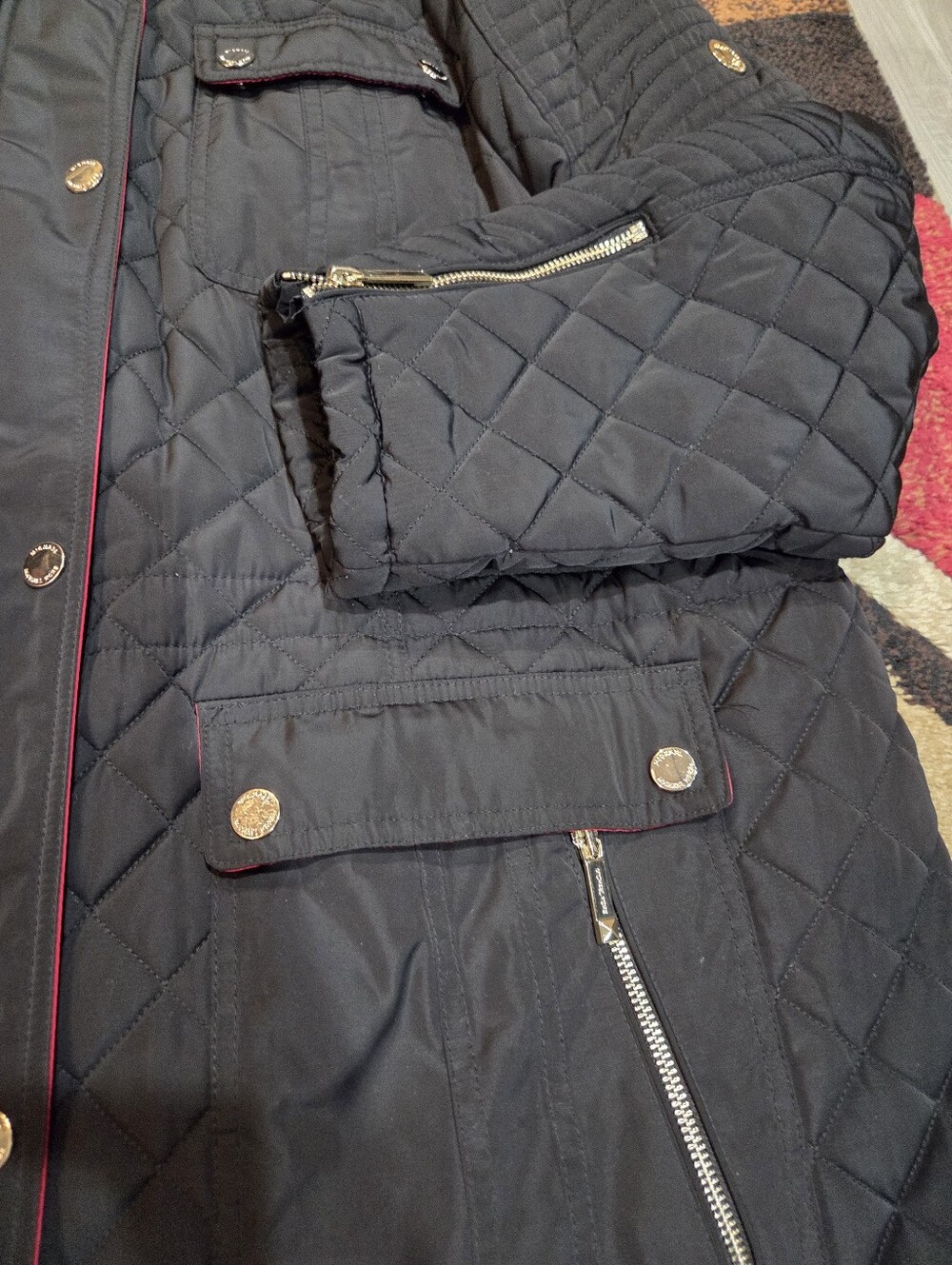 MICHAEL Michael Kors Black Quilted Puffer Jacket with Zip Details - Picture 6 of 6